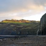 A waterfall from cliff-top in Ravenscar