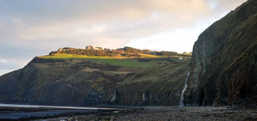 A waterfall from cliff-top in Ravenscar