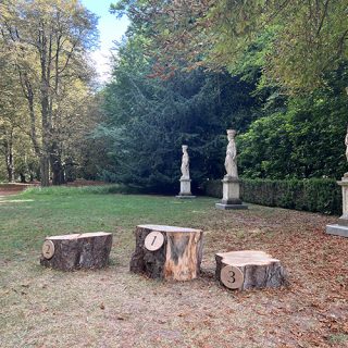 Sculpture and Winners Podium in Anglesey Abbey