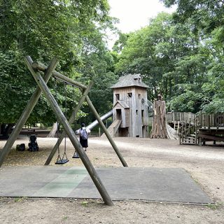 Adventure Playhouse with Tunnel Silde and Swings - Belton House Adventure Playground